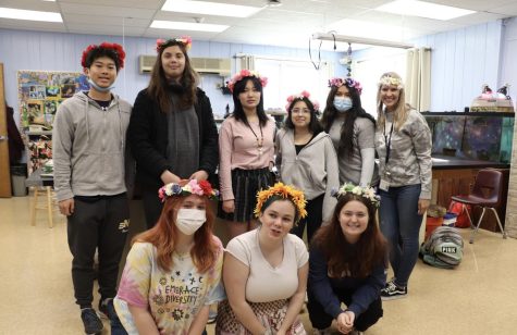 Students with flower crowns